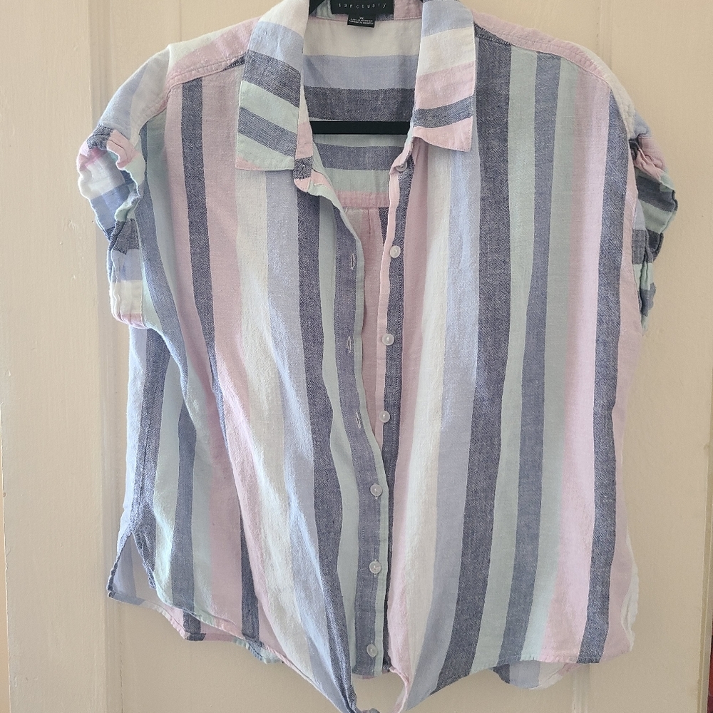 Striped button down with tie